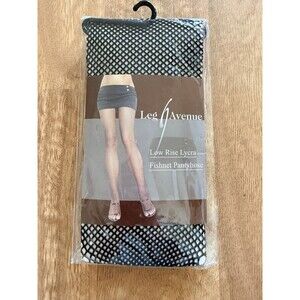 Leg Avenue Black Fishnet Pantyhose Low Rise Lycra One Size NIP